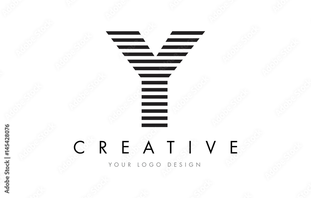 Y Zebra Letter Logo Design with Black and White Stripes Y Zebra Letter Logo Design with Black and White Stripes