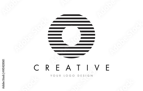 O Zebra Letter Logo Design with Black and White Stripes