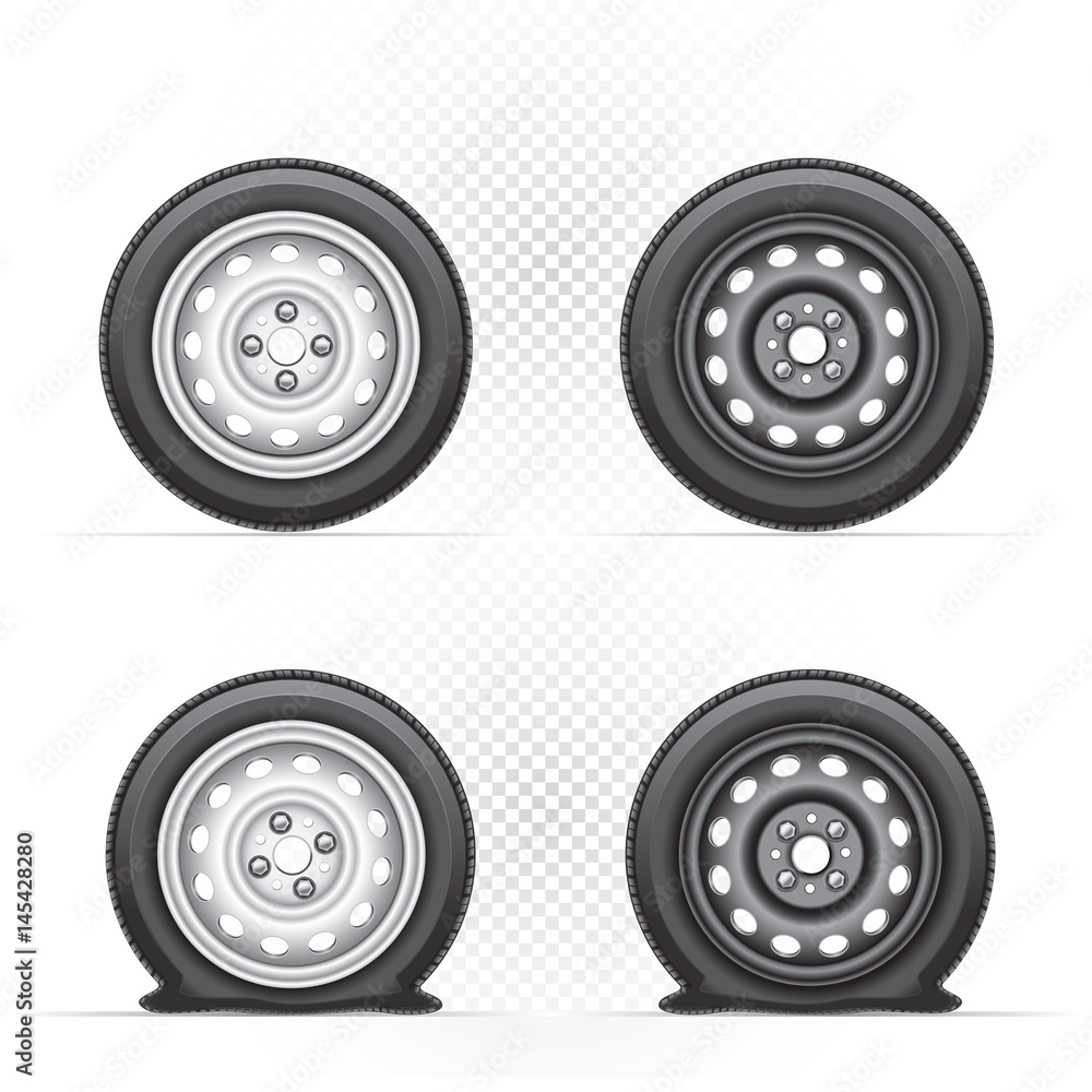 Inflated and deflated wheel Inflated and deflated wheel