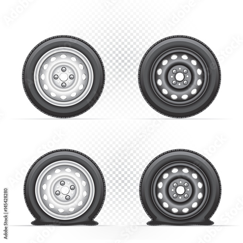 Inflated and deflated wheel