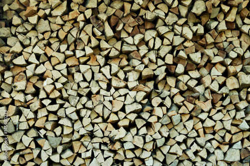 stack of firewood in the forest