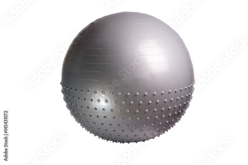 Close up of an gray fitness ball isolated on white background