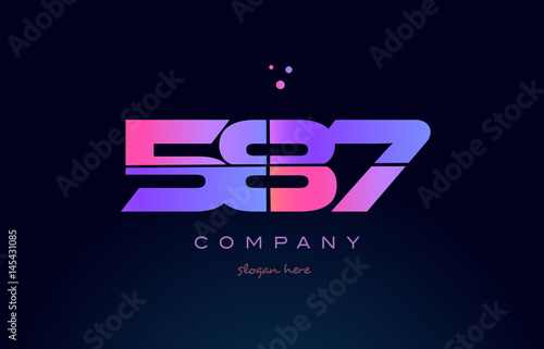 587 pink magenta purple number digit numeral logo icon vector