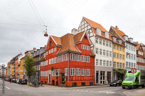 COPENHAGEN, DENMARK - 26 JUN 2016: Street view of quarters of city center, old and modern architecture