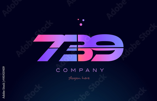739 pink magenta purple number digit numeral logo icon vector