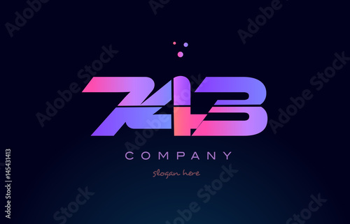 743 pink magenta purple number digit numeral logo icon vector