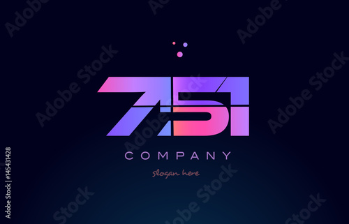 751 pink magenta purple number digit numeral logo icon vector