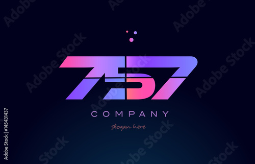 757 pink magenta purple number digit numeral logo icon vector