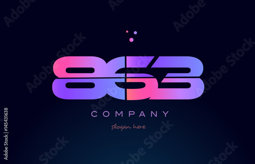 863 pink magenta purple number digit numeral logo icon vector