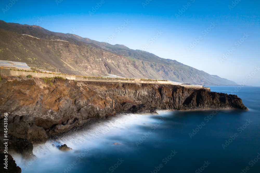 Coastal landscape - La Palma, Puerto de Naos, Canary Islands, long exposure