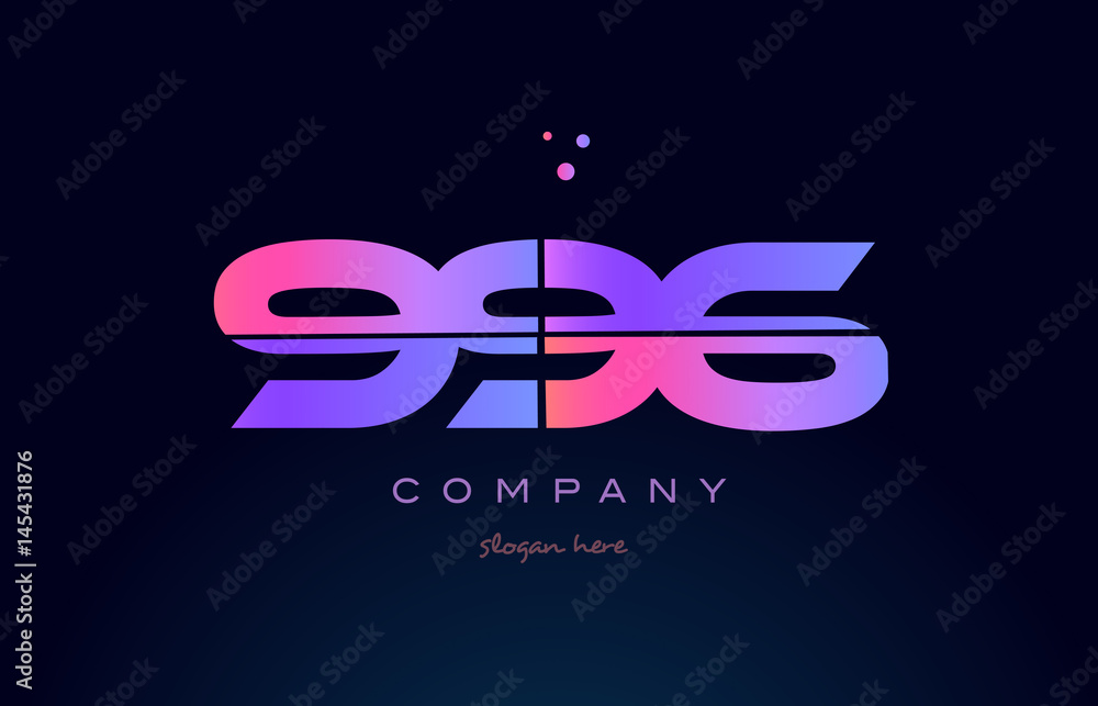 996 pink magenta purple number digit numeral logo icon vector