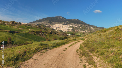 Green Hill Landscape in Central Sicily near Cammarata Mountain in Spring © andiz275