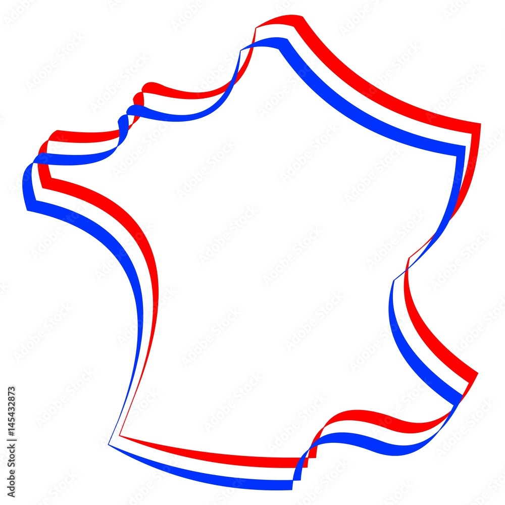 Carte France contour tricolore vecteur Stock ベクター | Adobe Stock