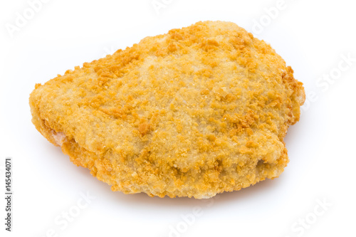 Fried chicken nuggets isolated on white.