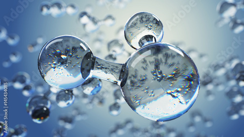 Fotografiet 3d illustration with water molecule