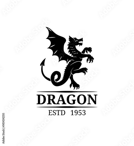 Vector dragon logo template. Luxury monogram.Graceful vintage animal symbol illustration for boutique,business card etc.