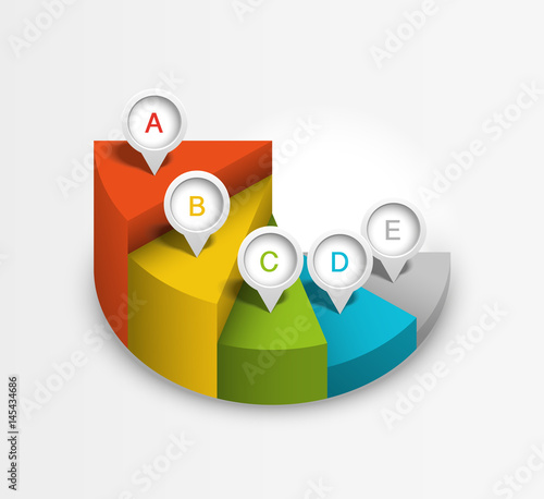 3d pie chart steps, business infographics element