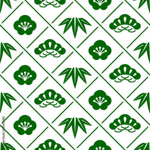 松竹梅　パターン　11　緑白