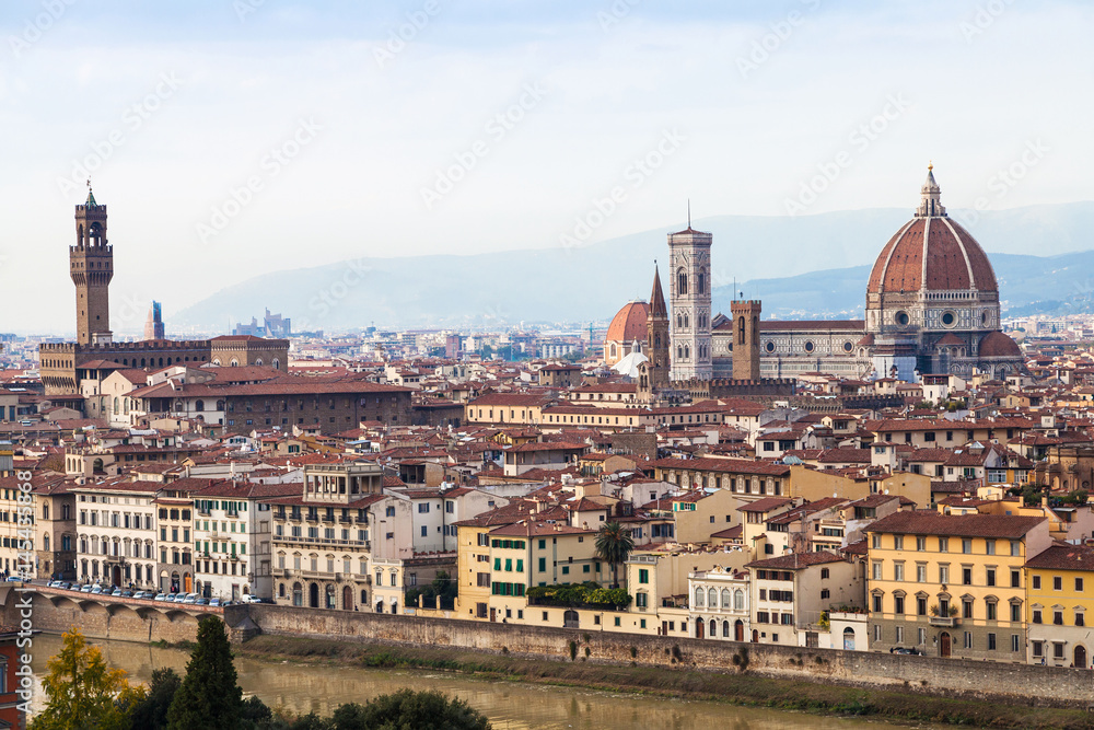 above view of old district in Florence city