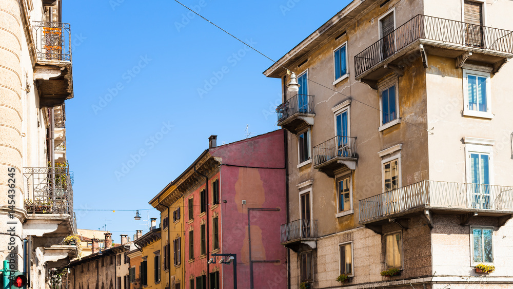 houses on street Via S Paolo in Verona city