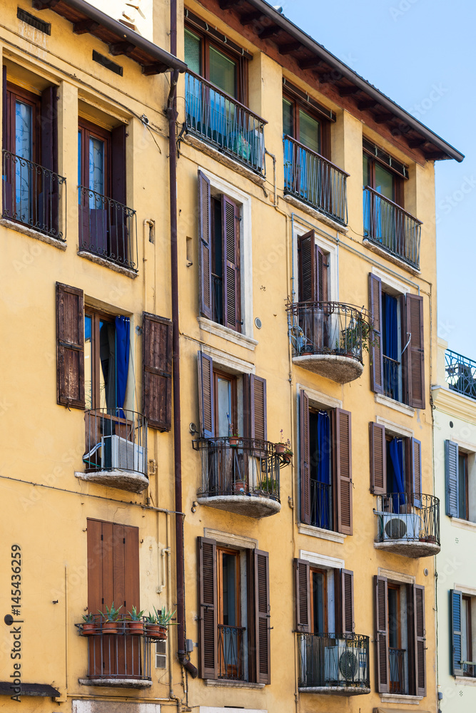 apartment house in Verona city in spring