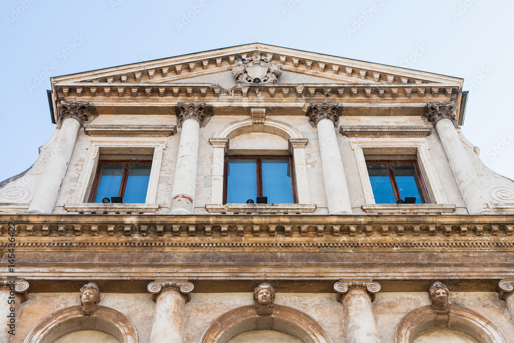 decor of palace on Piazza del Castello in Vicenza