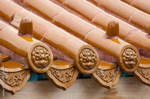 Traditional Chinese glazed roof tiles