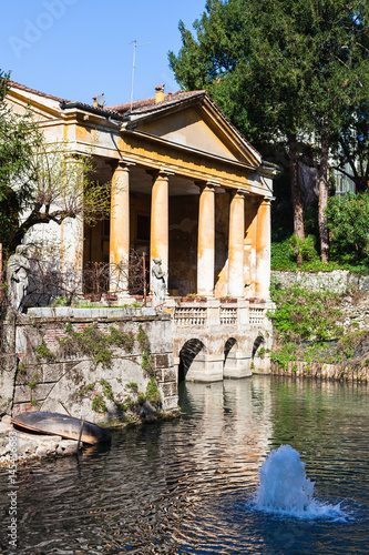 fountain and Valmarana Loggia in Vicenza city