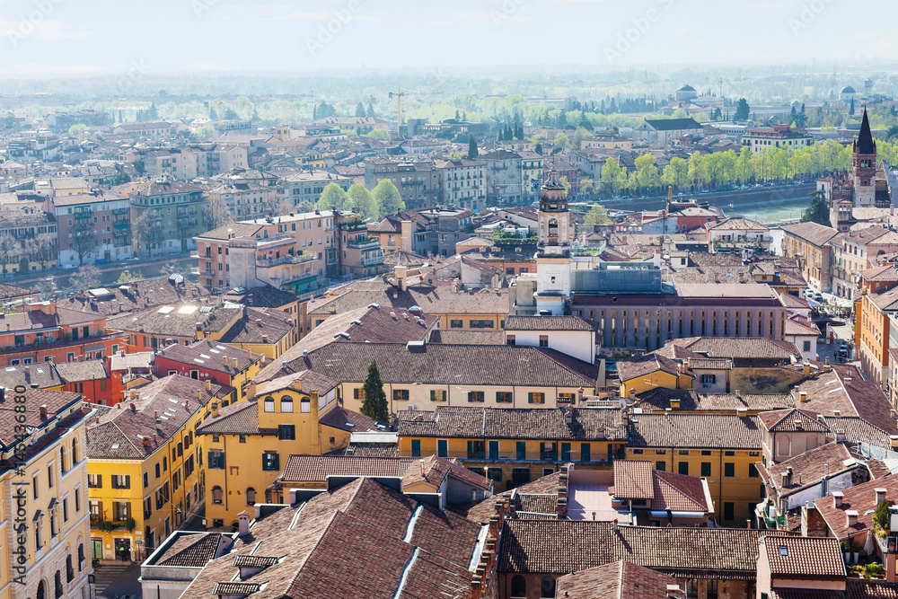 above view of Verona town with Adige River
