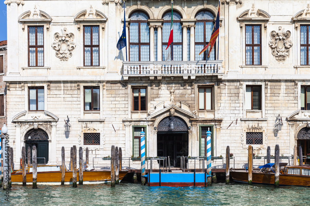 facade of palace on Grand Canal in Venice city