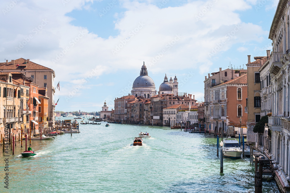 view of Grand Canal in Venice city in spring