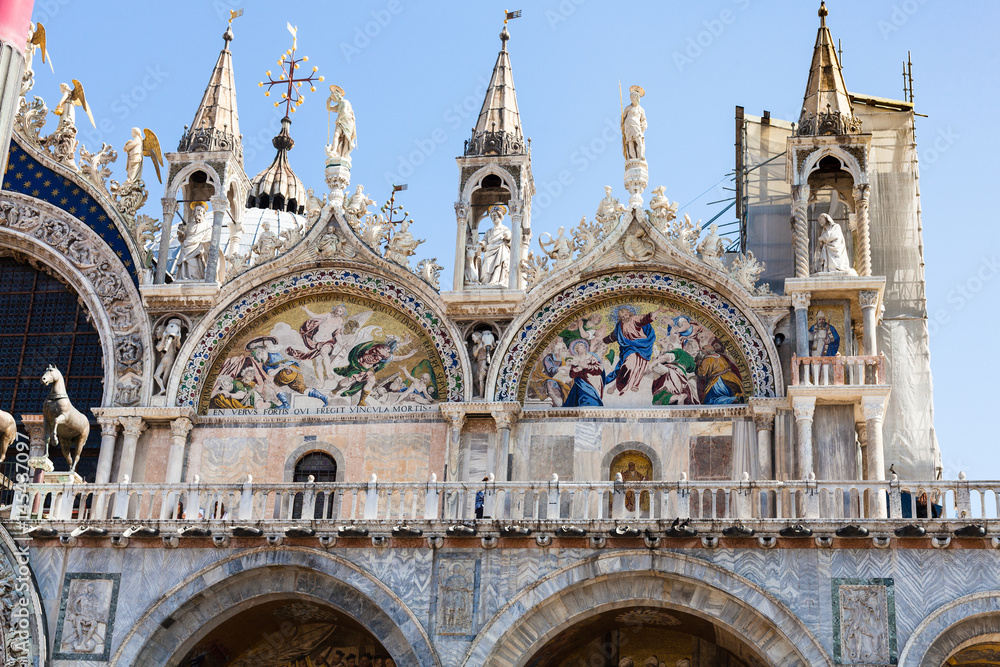 decorated facade of St Mark's Basilica in Venice