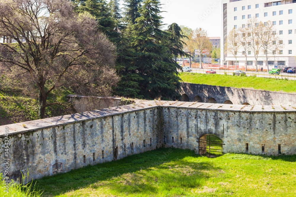bastion walls in urban park in Verona city