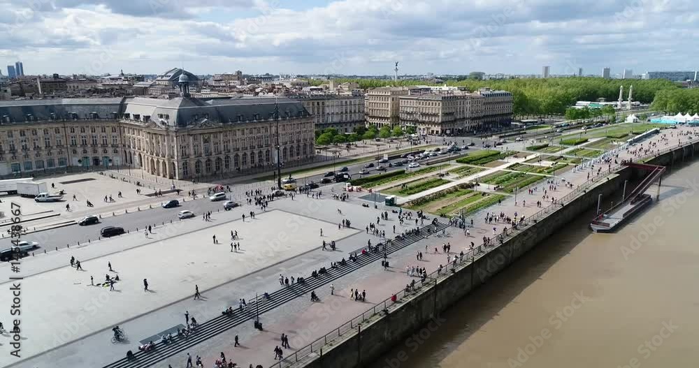 Bordeaux, Aerial view of Quai de lune and place de la bourse