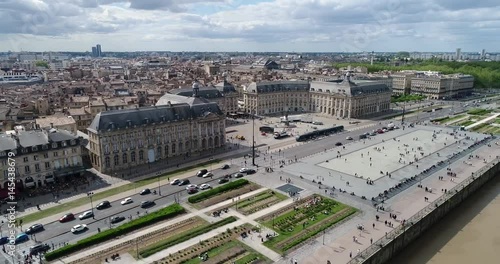 Bordeaux, Aerial view of Quai de lune and place de la bourse