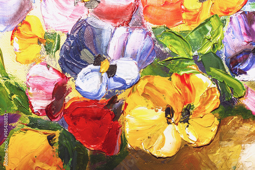 texture oil painting flowers, painting vivid flowers