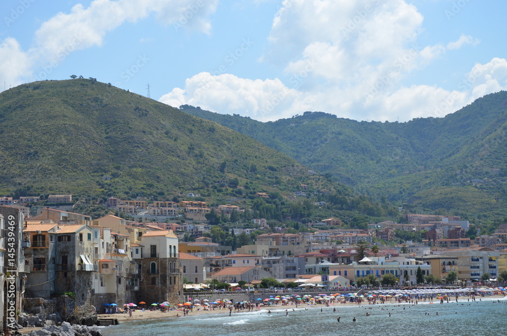 Panorama of the town Cefalu, Sicily, Italy 