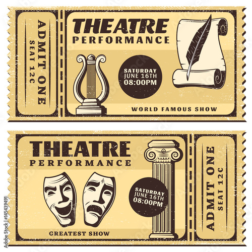 Vintage Theatre Performance Horizontal Tickets