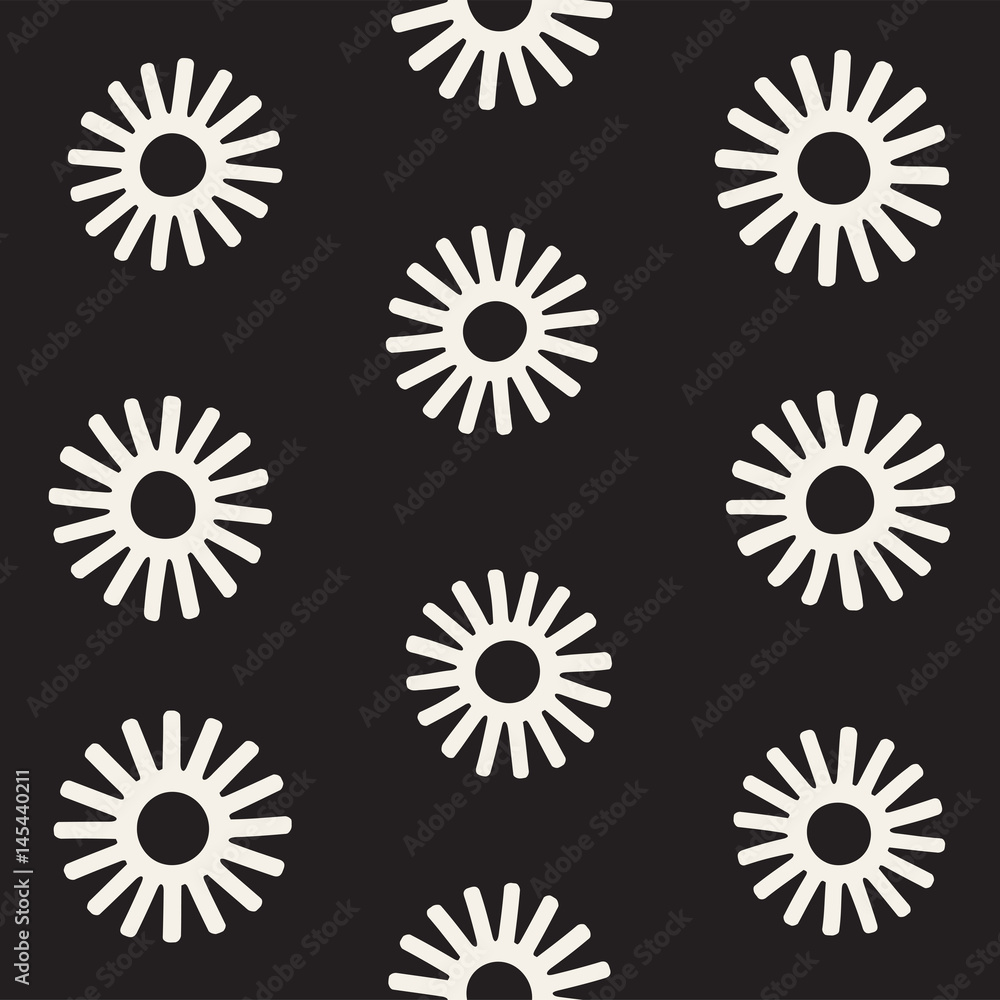 Vector seamless sunburst shapes freehand pattern. Abstract background with round brush strokes. Hand drawn texture Vector seamless sunburst shapes freehand pattern. Abstract background with round brush strokes. Hand drawn texture