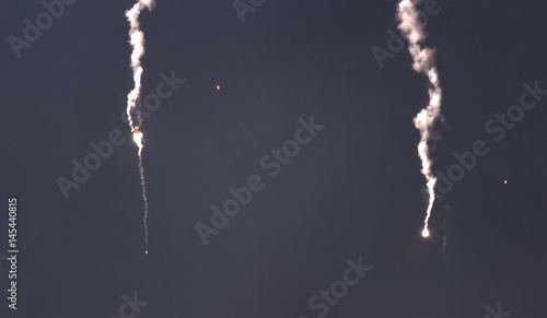 Two missile fly on city photo