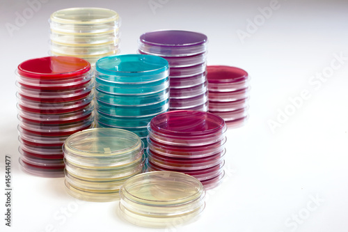 petri dishes Stacked in the workbench of lab / petri plates stacked in the laboratory
