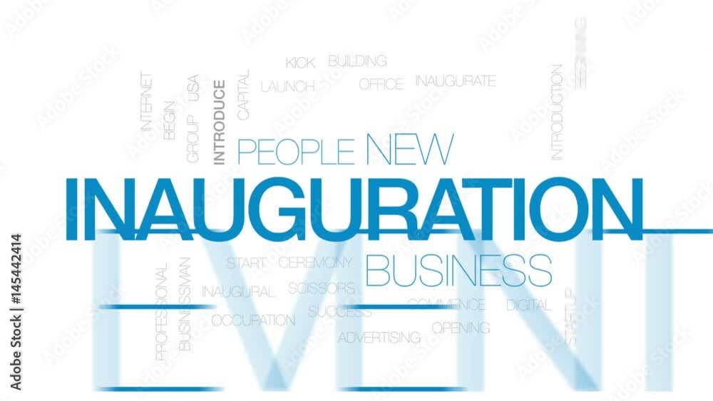 Inauguration animated word cloud, text design animation. Kinetic typography. Inauguration animated word cloud, text design animation. Kinetic typography.