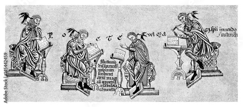Foto Medieval image representing inspirated poets