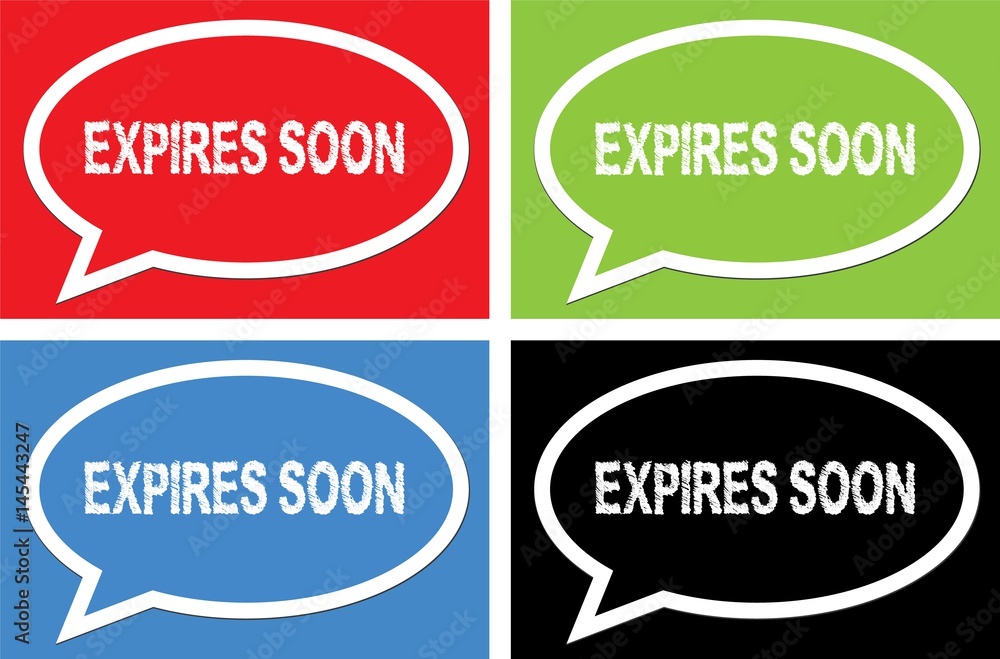 EXPIRES SOON text, on ellipse speech bubble sign. EXPIRES SOON text, on ellipse speech bubble sign.