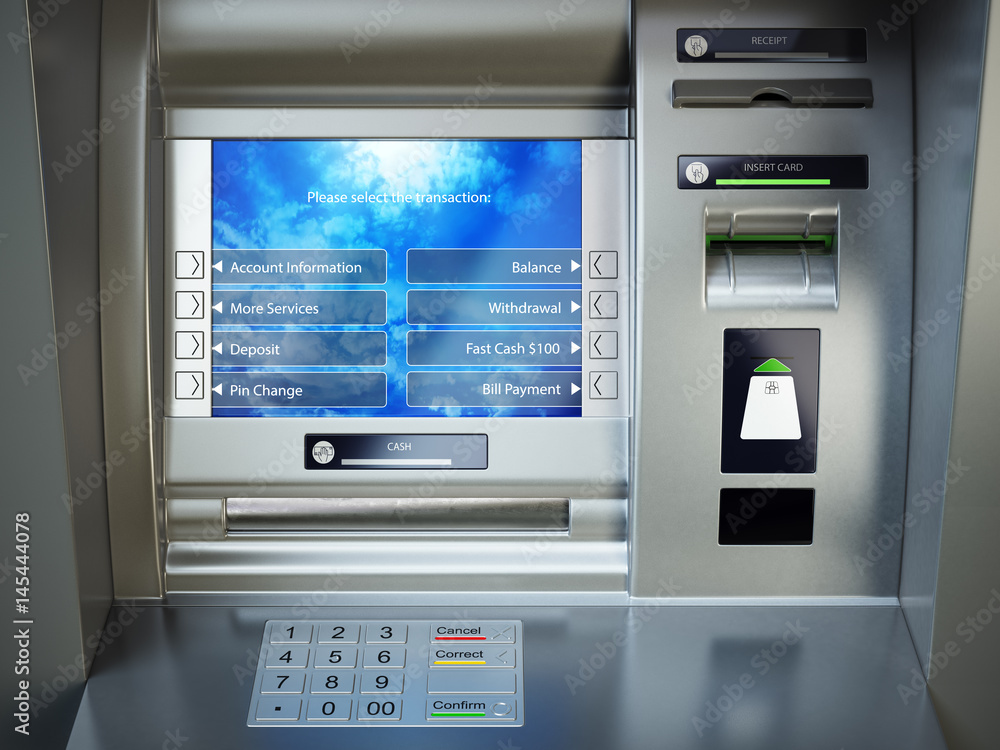 ATM machine. Automated teller bank cash machine. ATM machine. Automated teller bank cash machine.