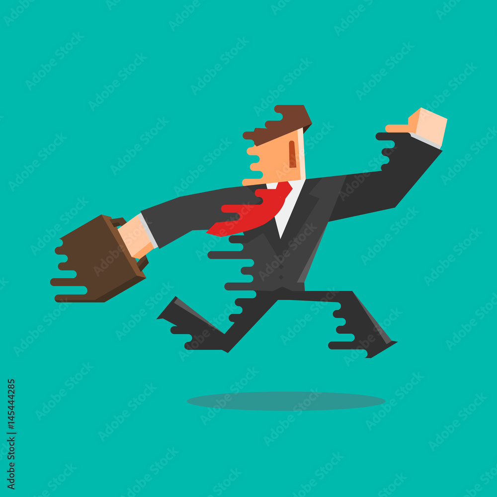 Simple flat cartoon of a businessman running. Simple flat cartoon of a businessman running.