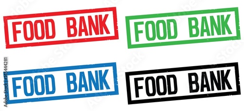 FOOD BANK text  on rectangle border stamp sign.