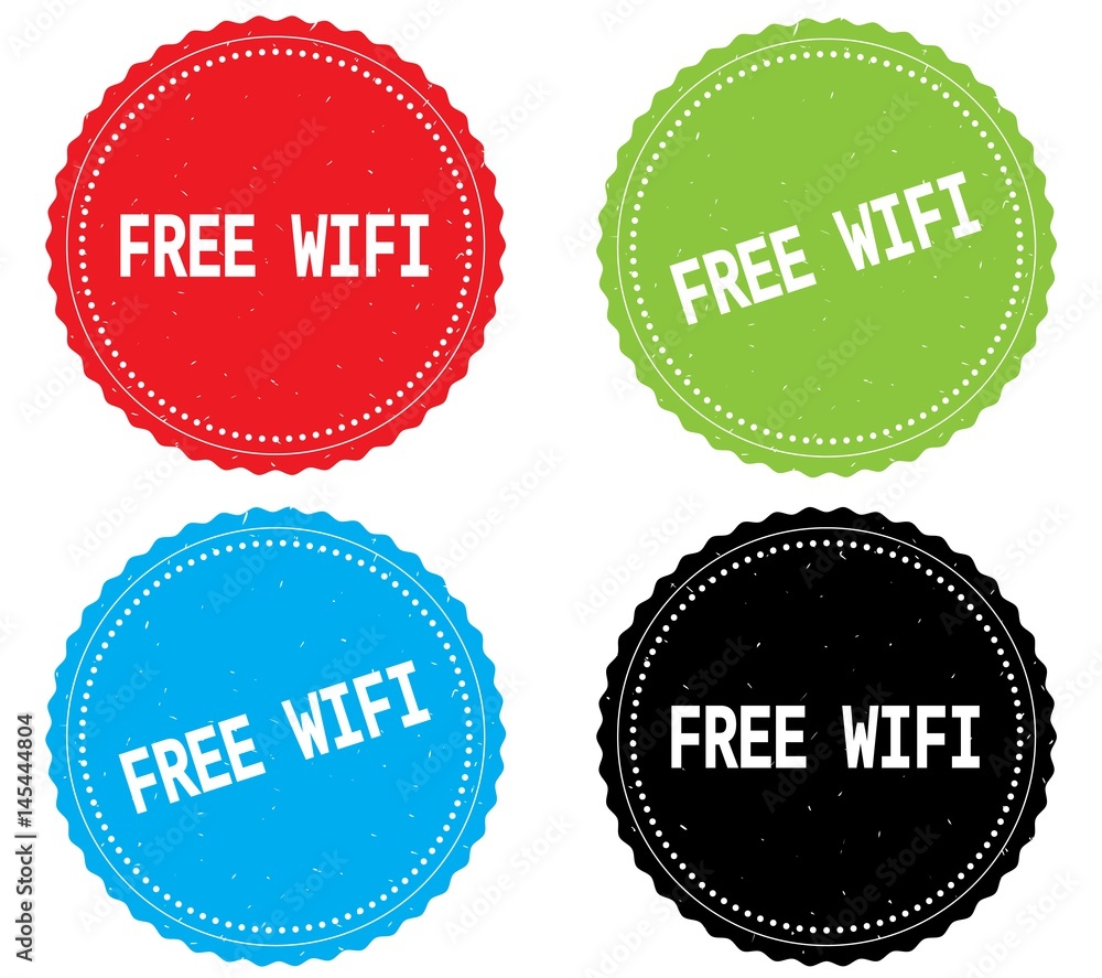 FREE WIFI text, on round wavy border stamp badge. FREE WIFI text, on round wavy border stamp badge.