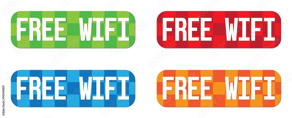 FREE WIFI text, on rectangle, zig zag pattern stamp sign. FREE WIFI text, on rectangle, zig zag pattern stamp sign.