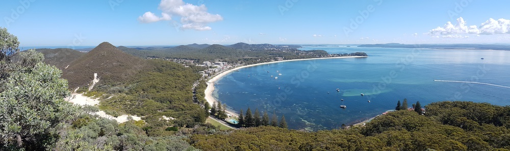 Shoal Bay vue du Mont Tomaree, New South Wales, Australie